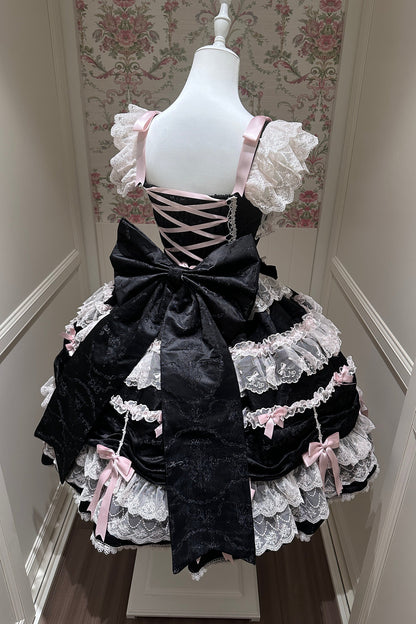 Silk Satin Doll-Like JSK Strap Dress