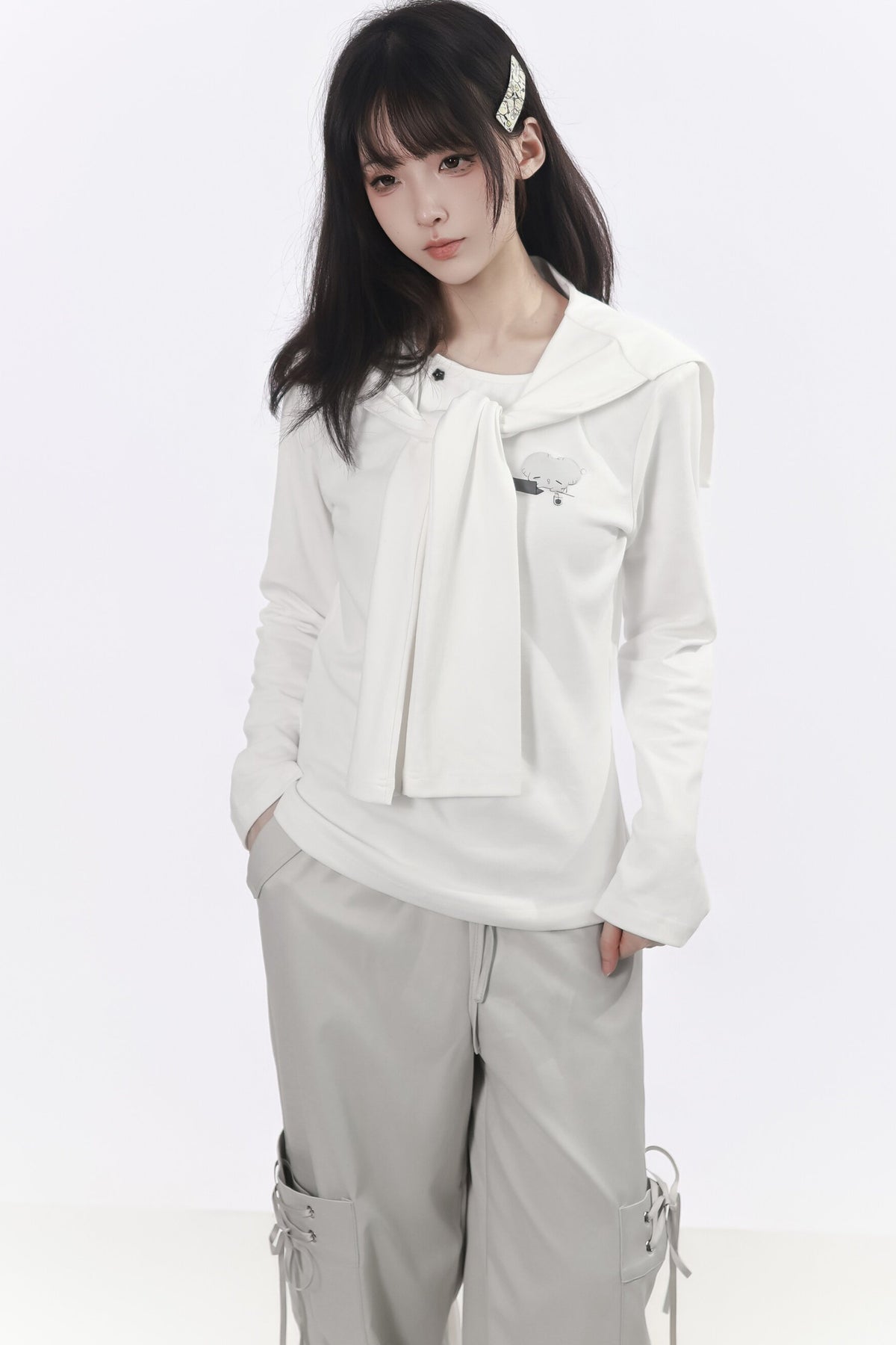 Three-Color Shawl Long-Sleeve