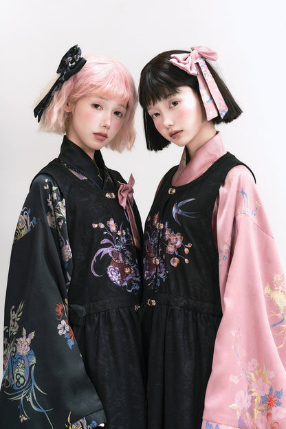 Floral Hanfu Puffy Dress Set