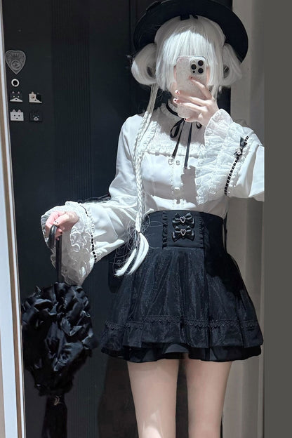 Ruffle Lace Bell Sleeve Top & Skirt Set