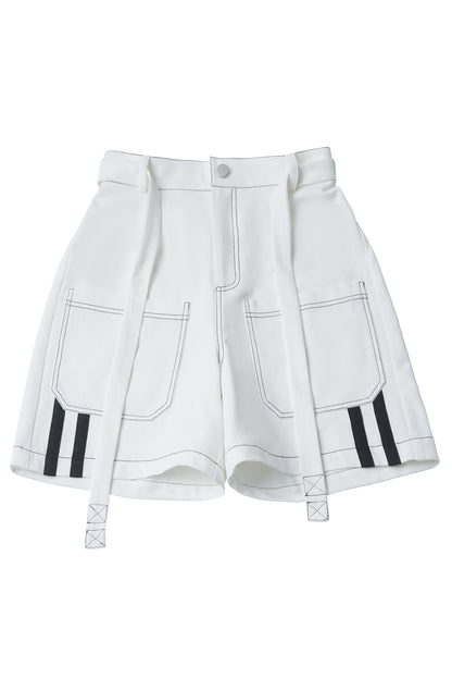 Gray Functional Stand Collar Zipper Short-Sleeve Set-Up