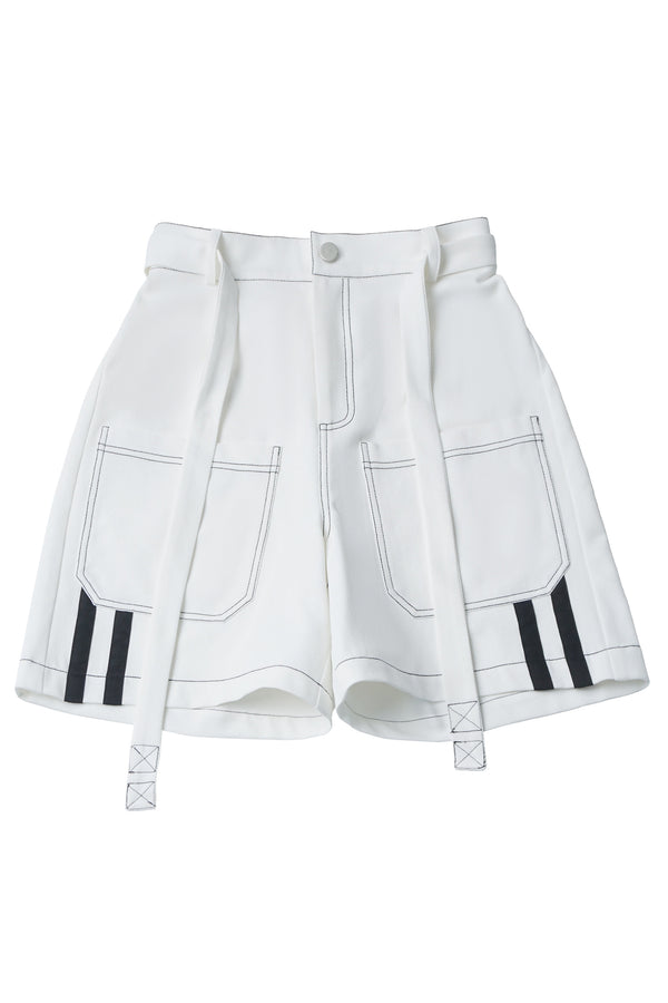 Gray Functional Stand Collar Zipper Short-Sleeve Set-Up