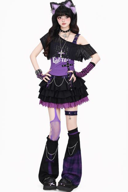 Cross Dark Kawaii Punk Skirt + Leg Warmers