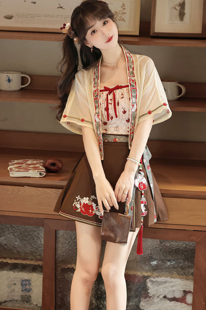 Little Apple New Chinese Style Suspender Skirt and Top Set-Up