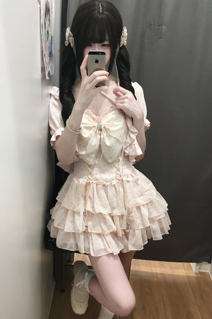 Floral Dress and Knit Cardigan Set