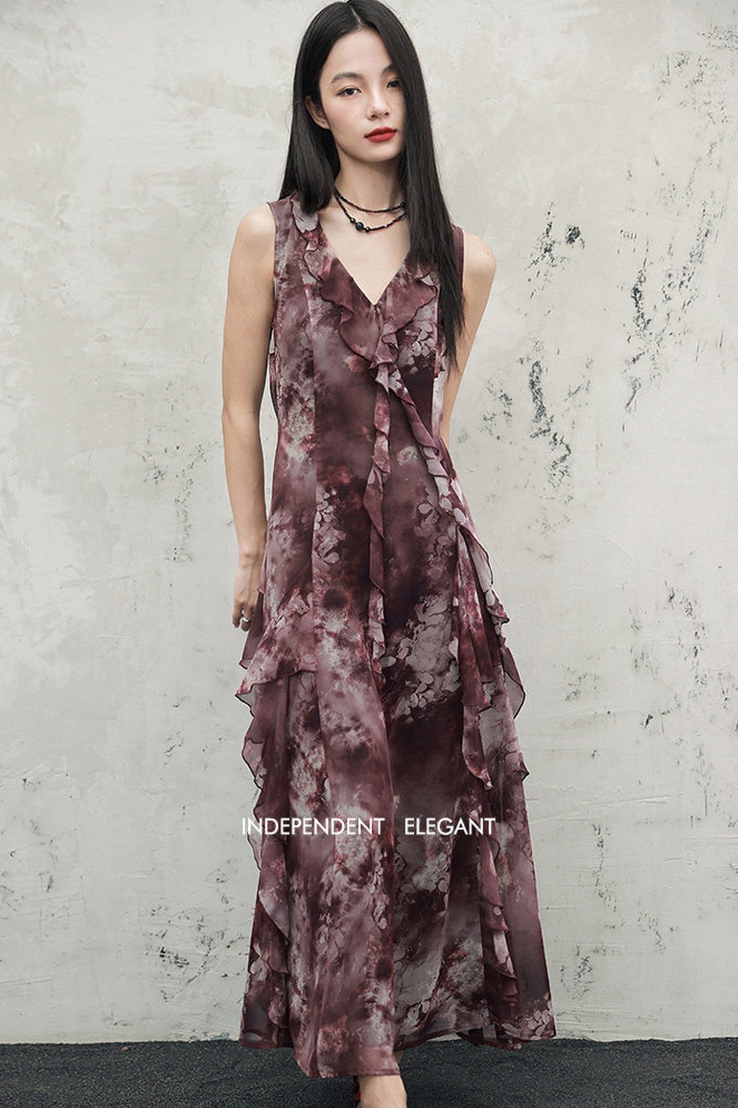 abito in chiffon rosso intenso