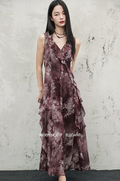 abito in chiffon rosso intenso