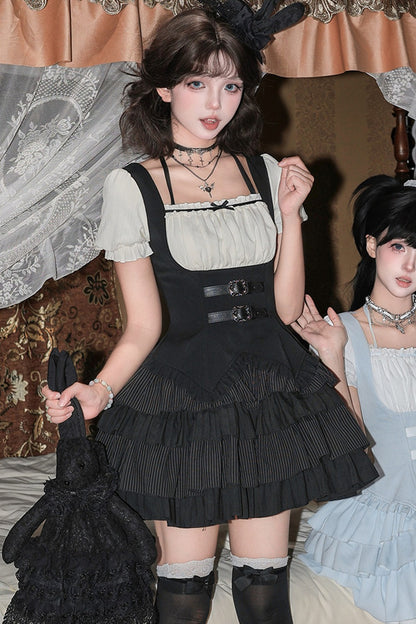 Cool Square Neck Four-Stage Dress