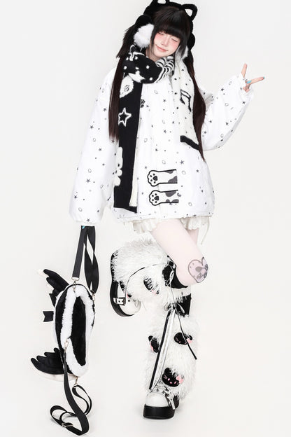 Printed Bear Cat Ear Cotton Jacket