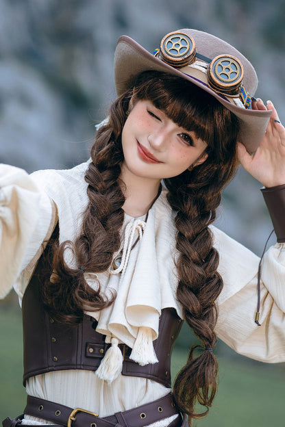 Steampunk Goggles Wide Brim Hat