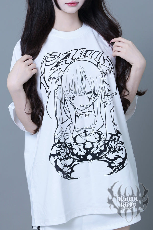 病みかわゴシックルーズTシャツ