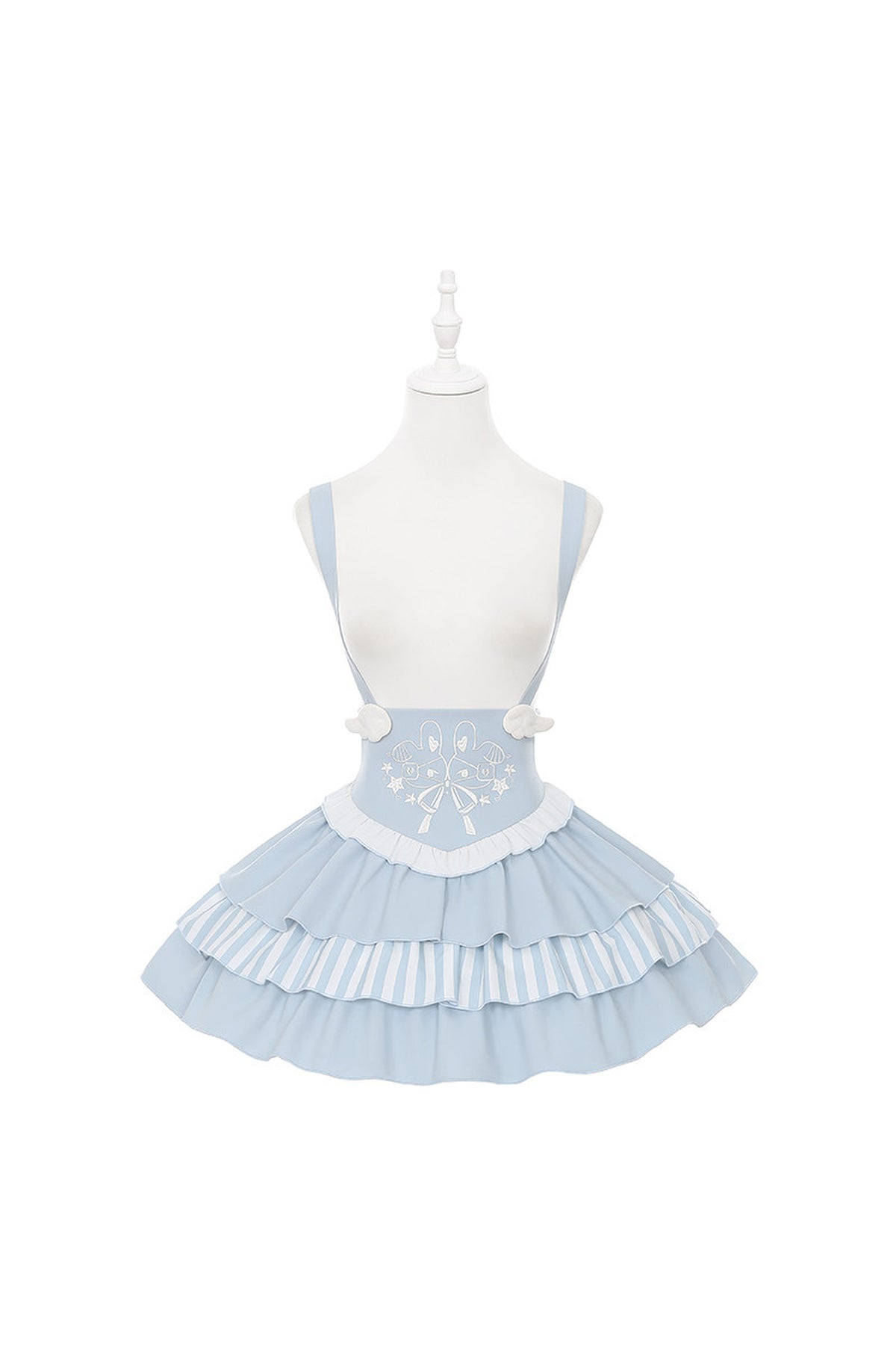 Bunny Ear Hooded Sweatshirt Suspender Skirt With Top Set-Up