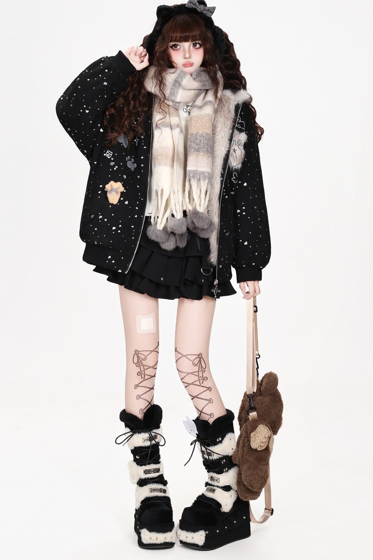Veste matelassée à capuche avec oreilles de lapin