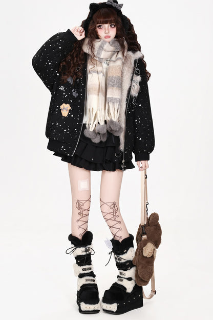 Veste matelassée à capuche avec oreilles de lapin