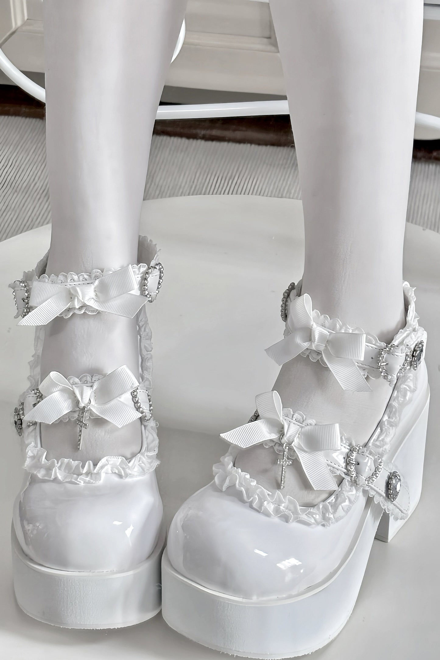 Cross Lace-Up Platform Shoes