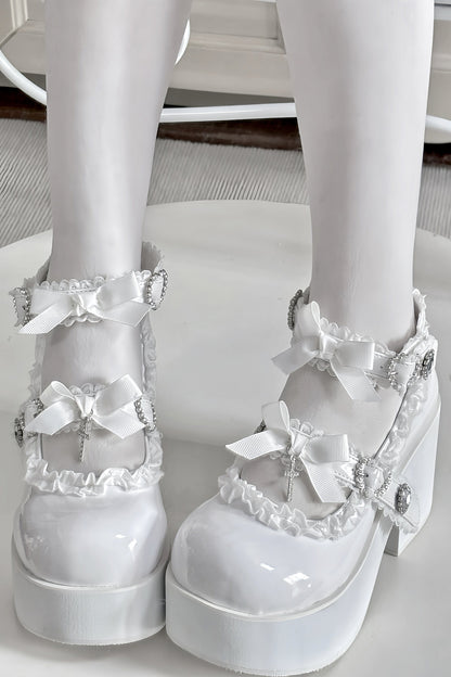 Cross Lace-Up Platform Shoes