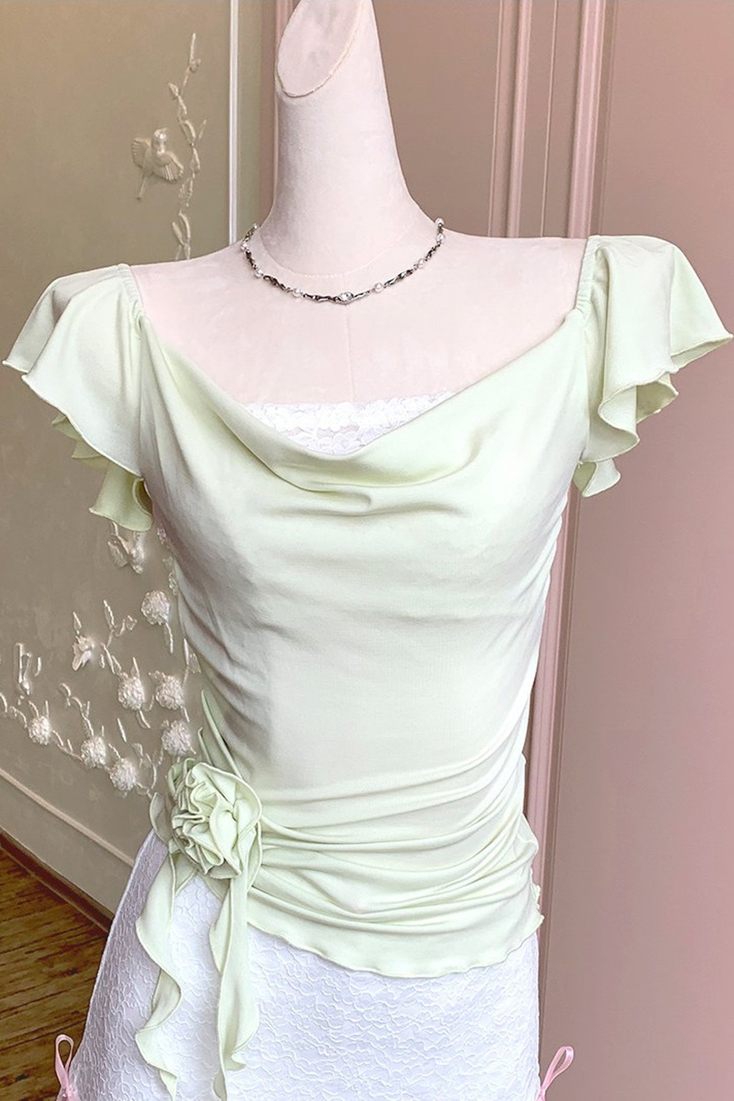 top rosa verde menta