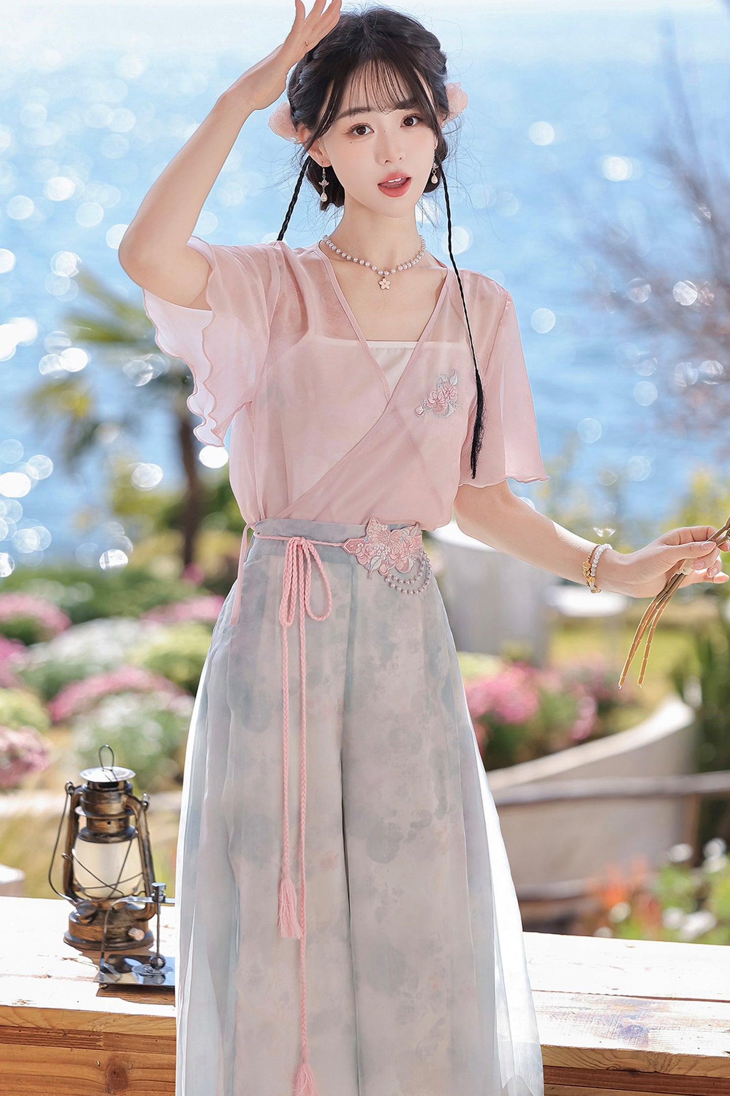 New Chinese Style Hanfu Top and Pants Set