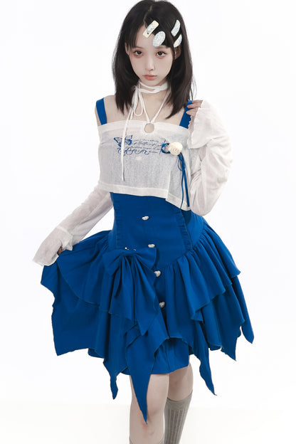 Butterfly Island ensemble robe en dentelle irrégulière avec haut à épaules dénudées