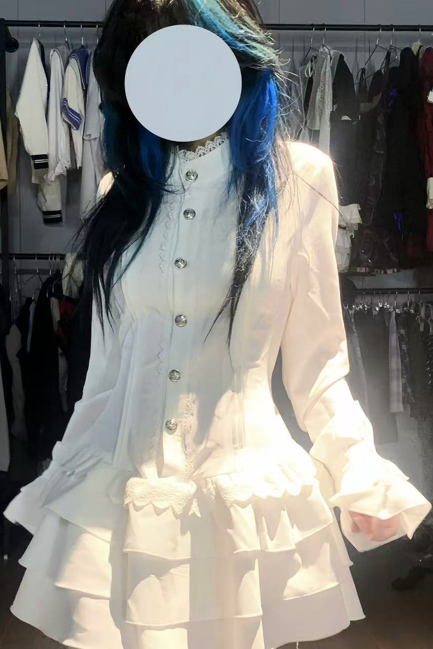 Moonlit Lace White Gothic Dress