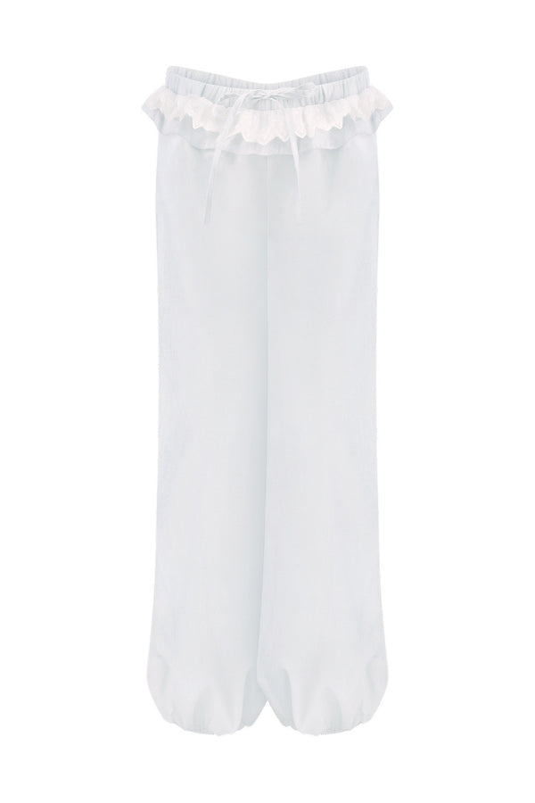 White Camisole Top and Blue Pants Set-Up