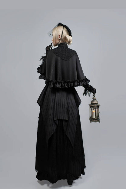 Gestreifter Gothic-Umhang mit abnehmbarem Schal