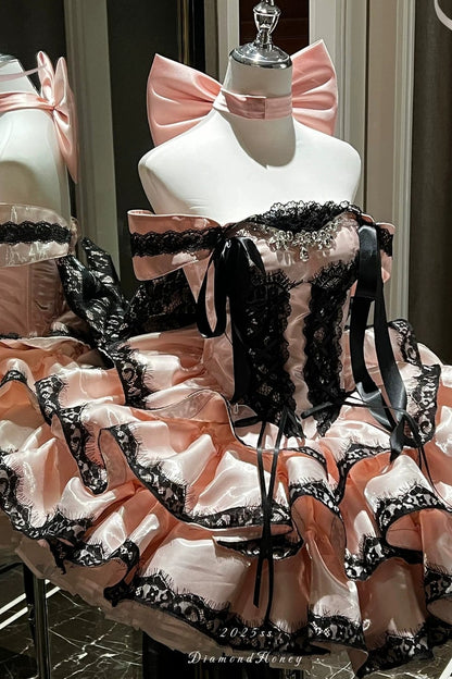 [Pre-order Item] Romantic Lace Mini Lolita Dress + Ribbon Train