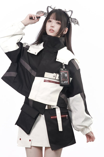Galaxy Leap Color-Block Functional Jacket With Skirt Badge and Pants Set-Up