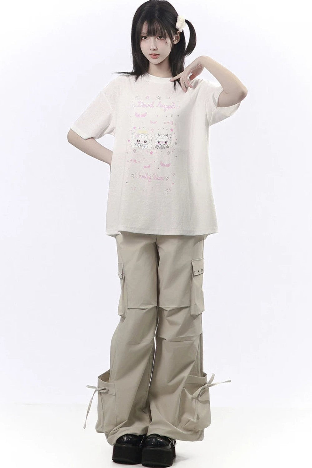Studded Gathered Cargo Pants