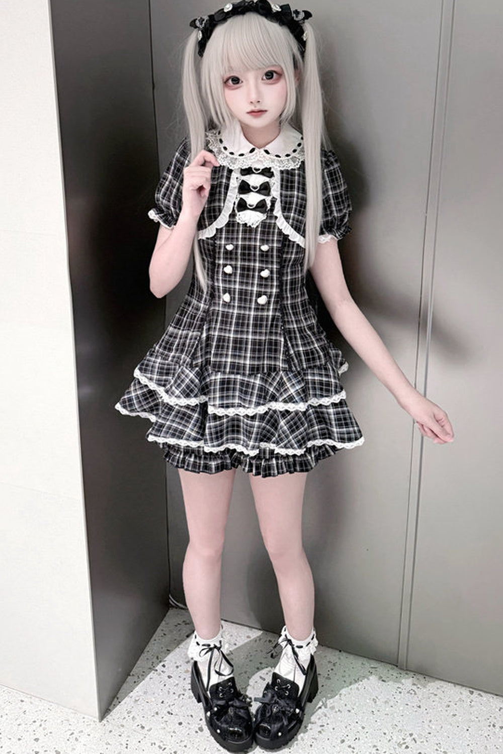 Checked Doll Jirai Kei Dress + Shorts
