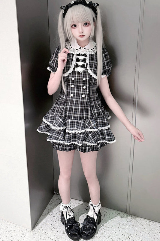 Checked Doll Jirai Kei Dress + Shorts