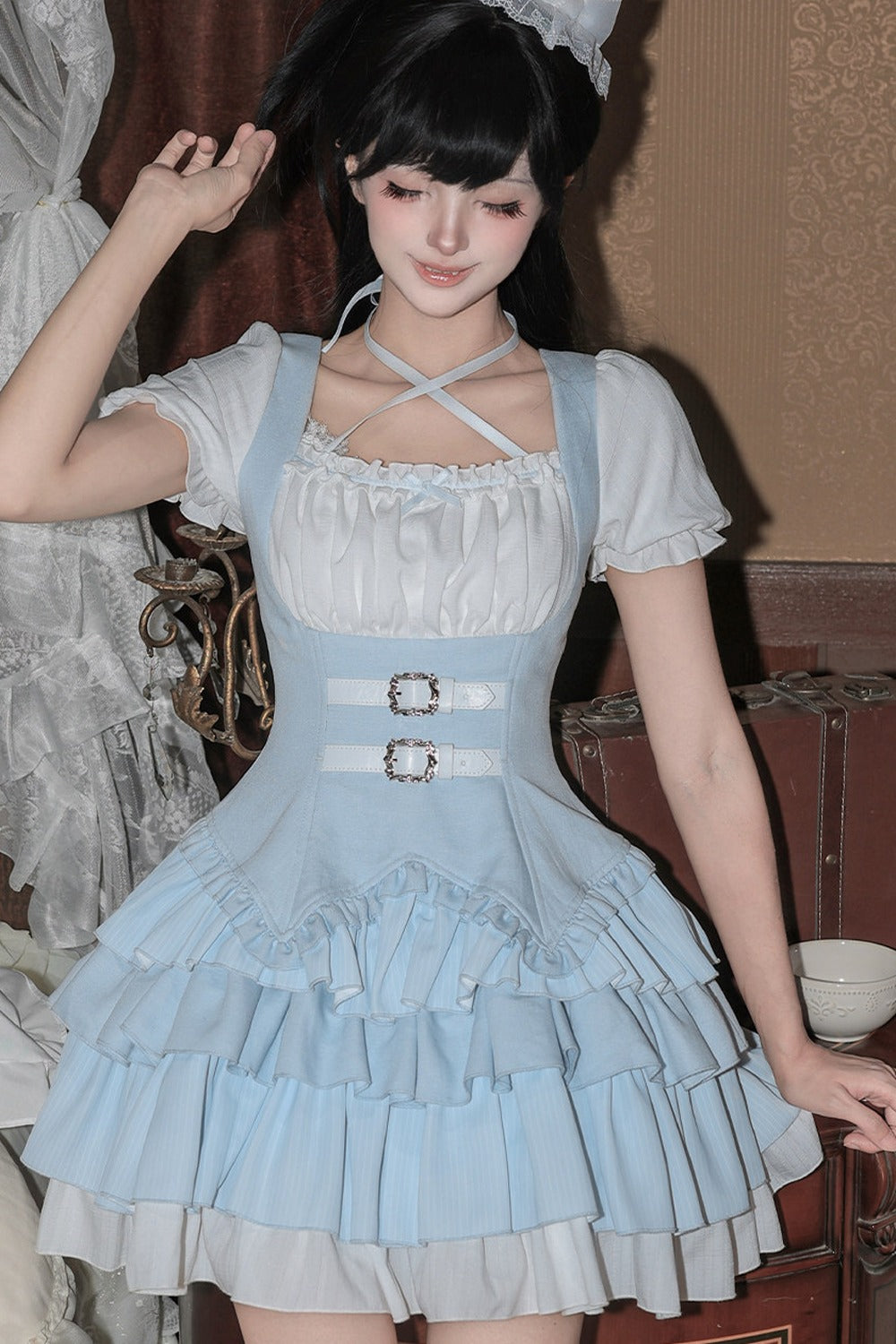 Cool Square Neck Four-Stage Dress