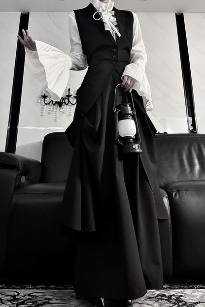 Pleated Bell Sleeve Blouse