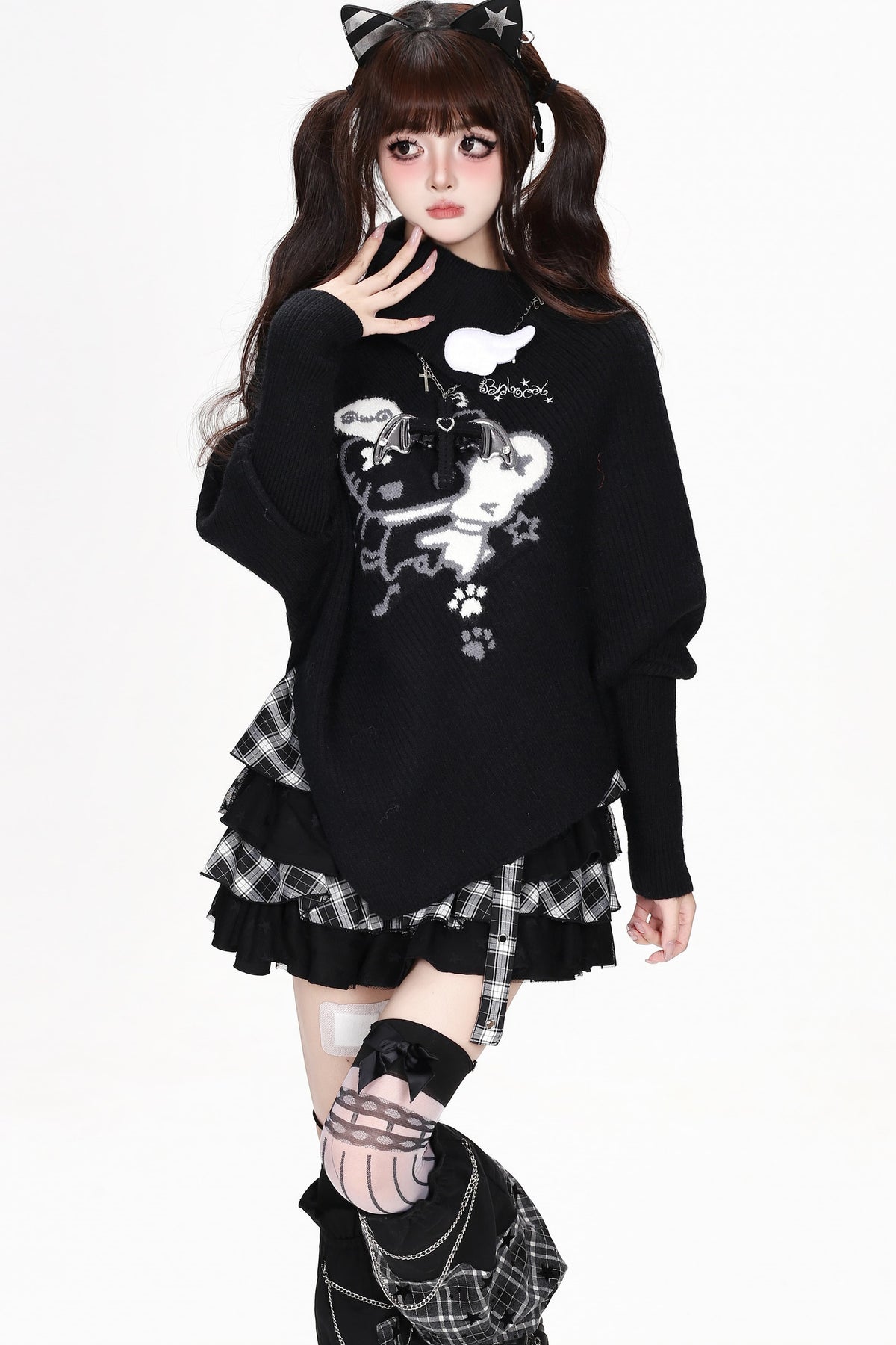 Cartoon Mouse Knit Cape Sweater