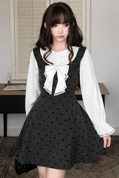 Long-Sleeve Lace Layered-Look Dress