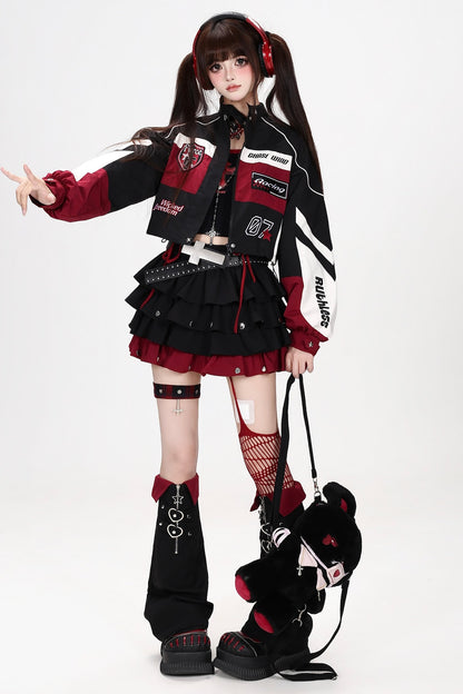 Rivet Color-Blocking Fluffy Cake Skirt