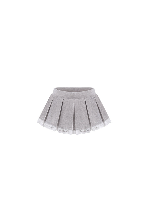 Gray Cardigan and Pleated Skirt Set-Up