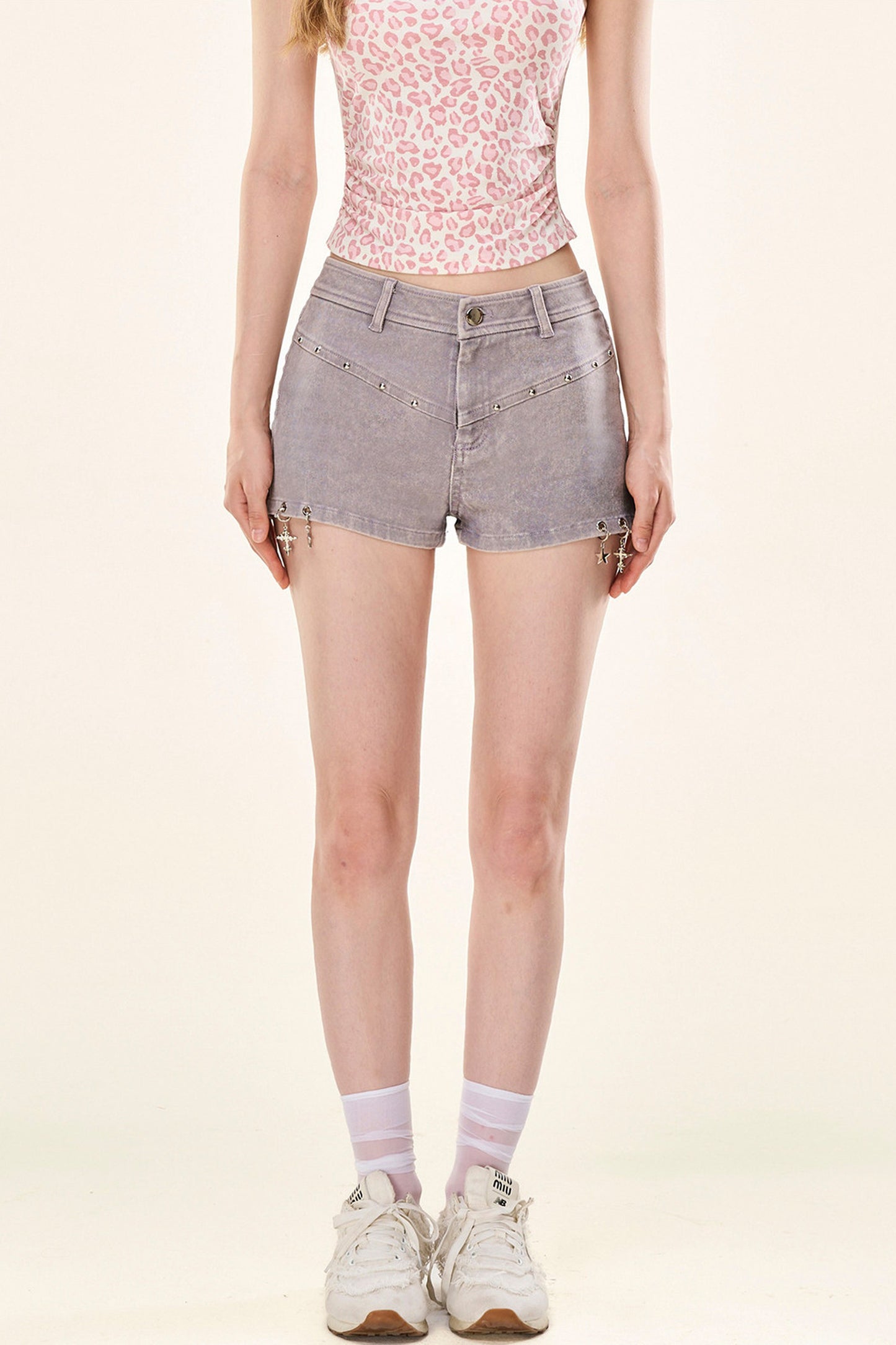 Greige Studded Shorts