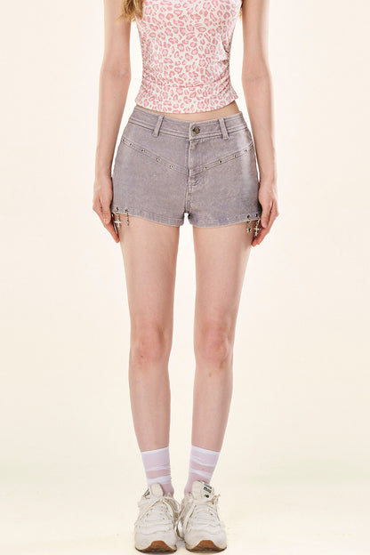 Greige Studded Shorts