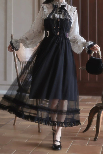 Black White Printed Tulle Dress