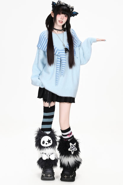 Striped Angel Wing Pullover Sweater