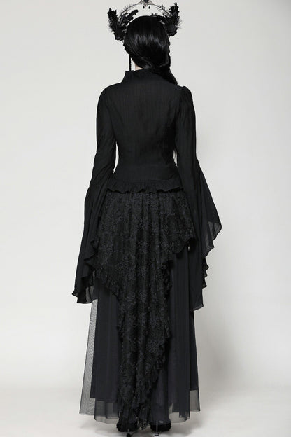 Gothic-Spitzenbluse mit ausgestellten Ärmeln
