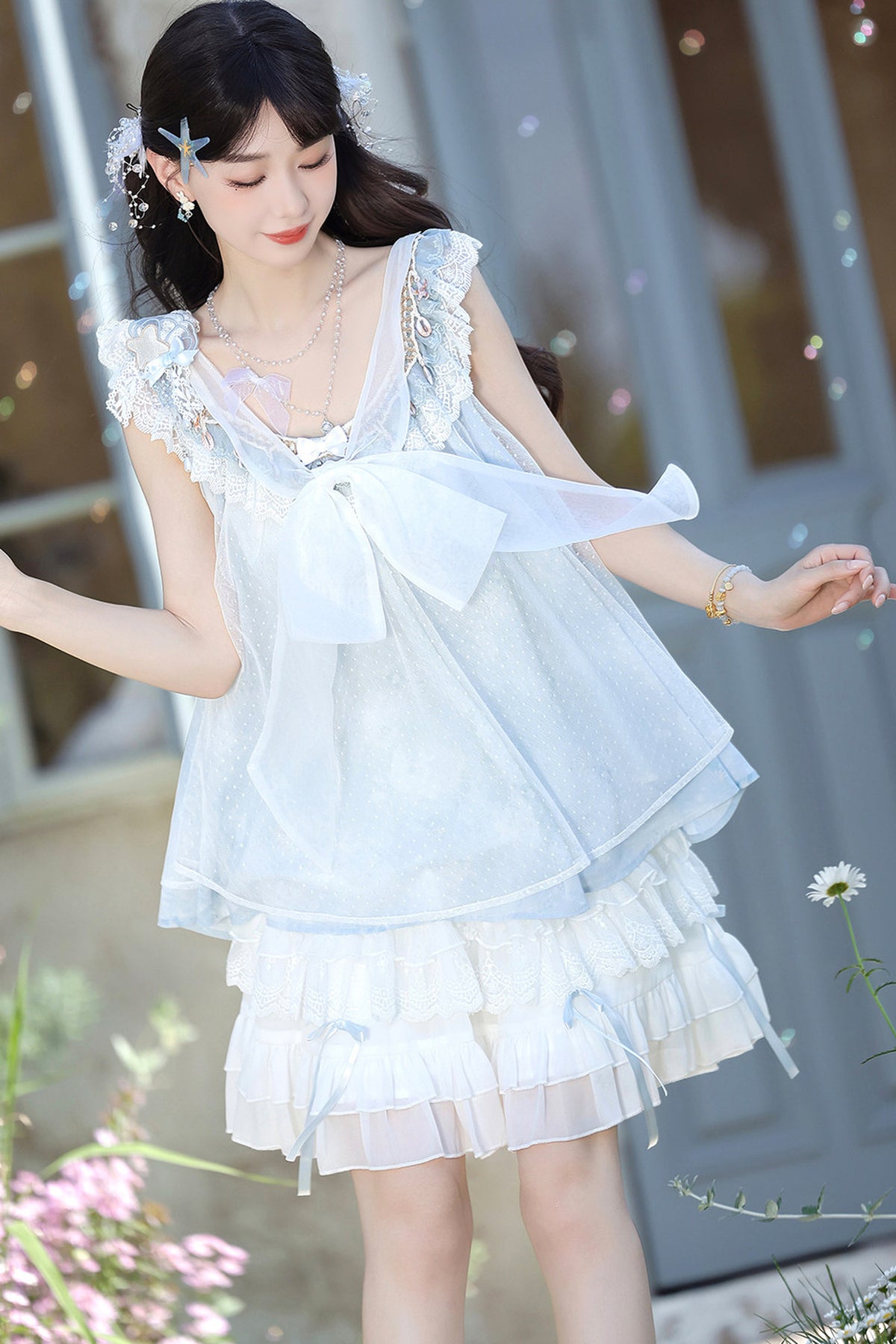 Aqua Coastal Han Element Top and Skirt Set