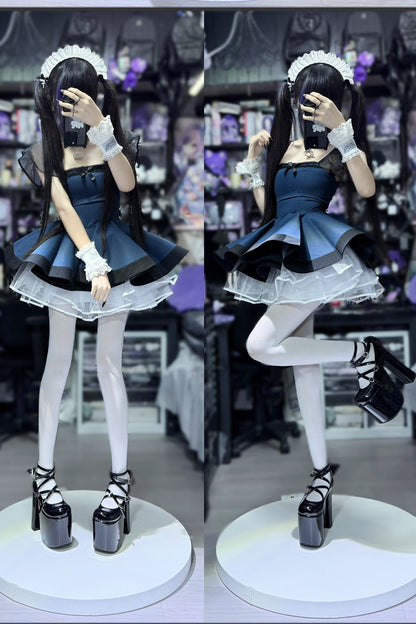 Striped Layered-Look Maid Dress