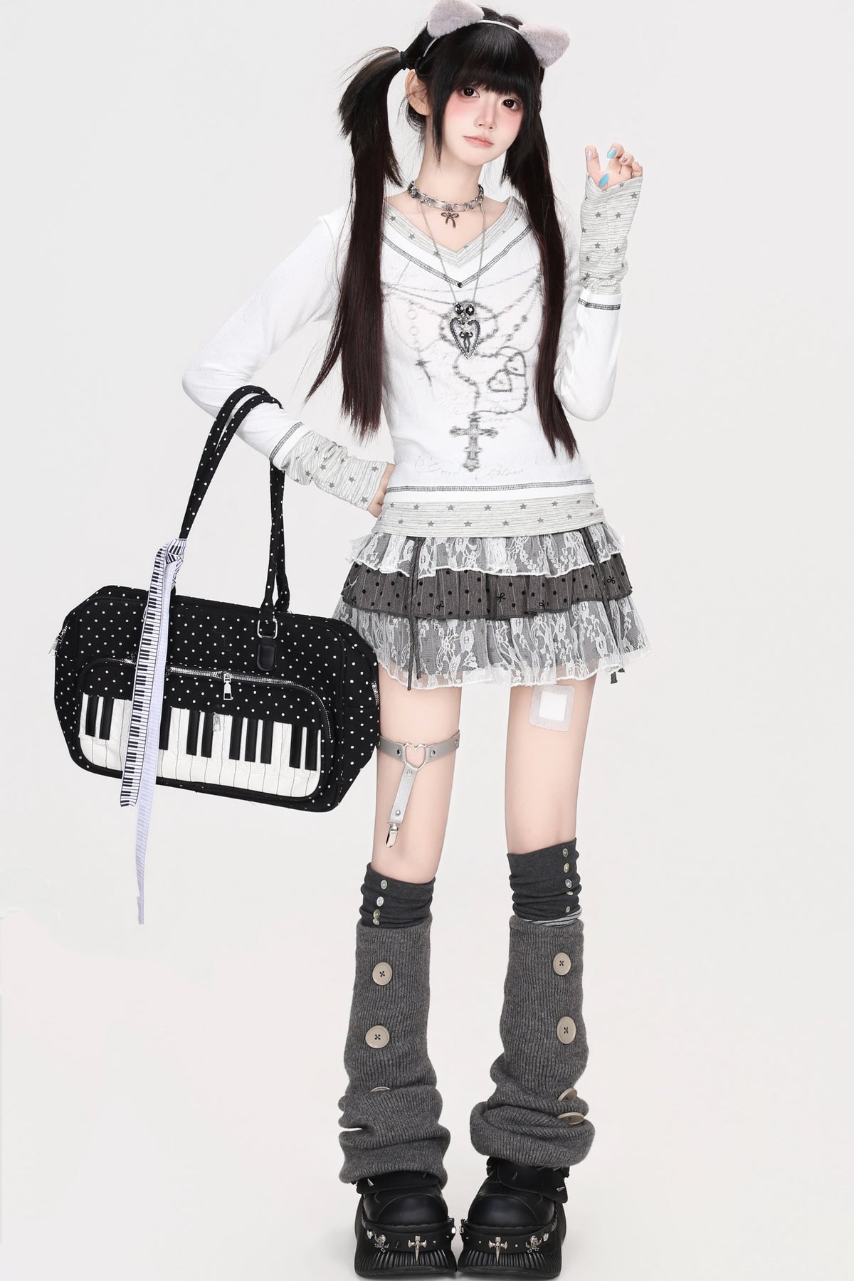 Heart Print Long Sleeve Top
