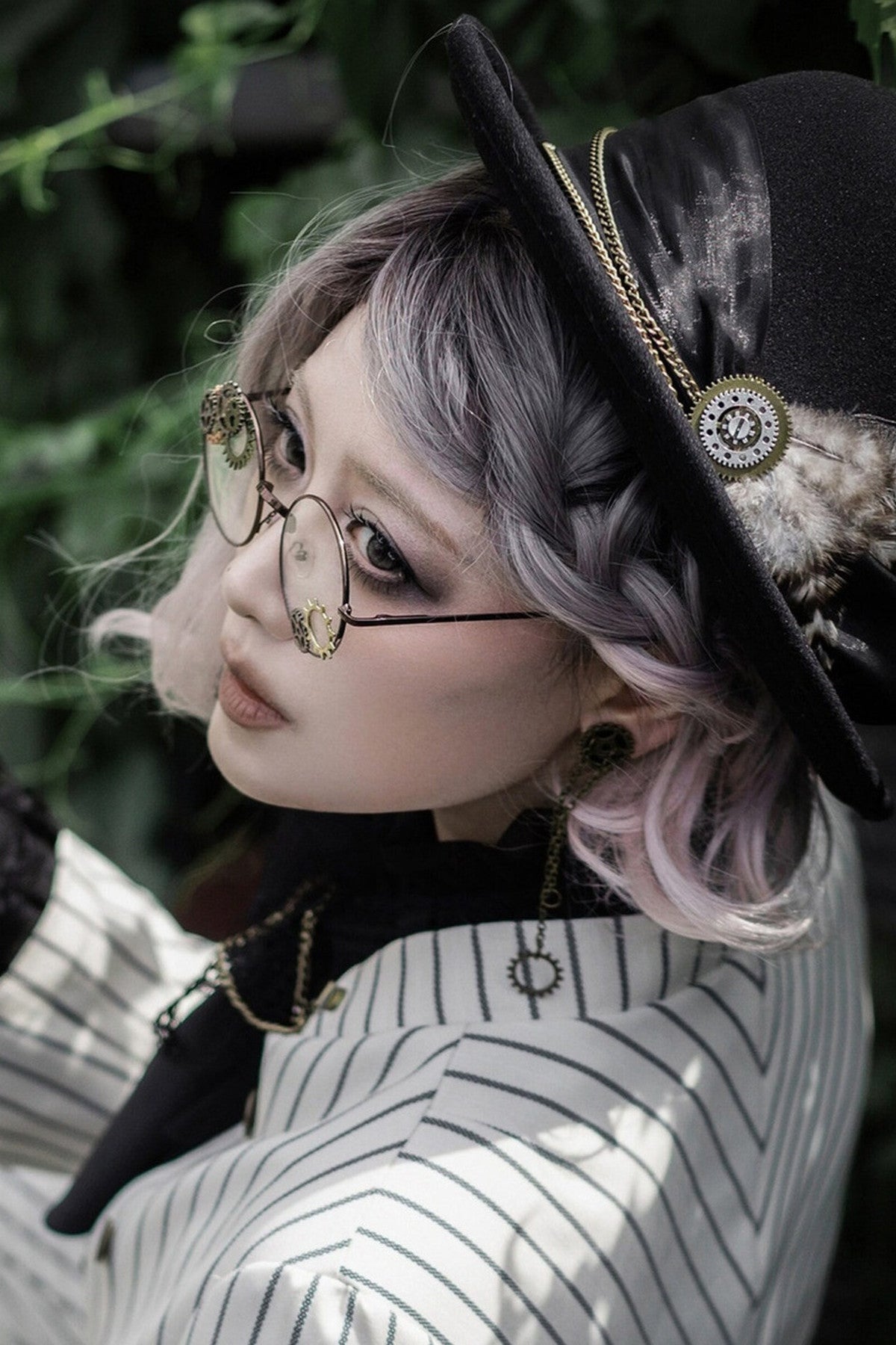 Steampunk Feather Gear Bowler Hat