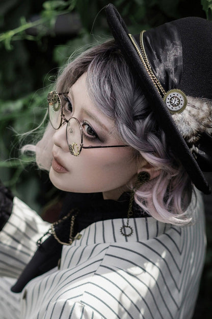 Steampunk Feather Gear Bowler Hat