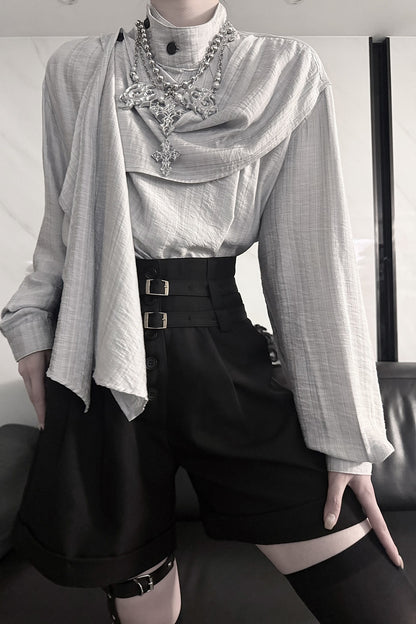 Mid-Waist Double Belt Biker Shorts
