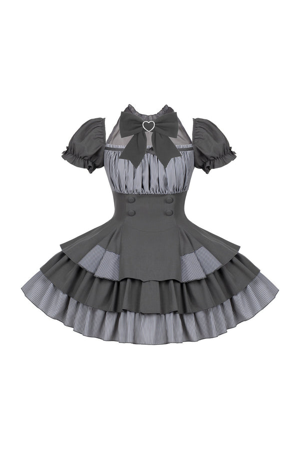 Cool Square Neck Three-Tiered Ruffle Skirt Dress