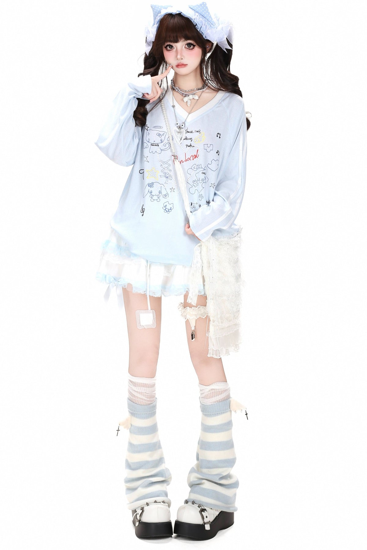 V-Neck Raglan Long-Sleeved Cover-Up